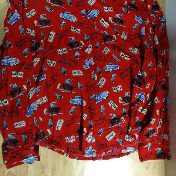 Vintage Circle T By Marilyn Lenox Americana Bucking Bronco Pattern Shirt - Picture 3 of 7